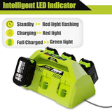 18V Battery Charger Replacement For Ryobi 18V Battery,6-Port Charger Station For Lithium-Ion One+ Batteries P100 P102 P103 P105 P107 P108 P189 P190 P193 P197,For Ryobi Charger P135 P117 P118