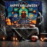 Happy Halloween Banner 71x44 Inch Ghost House Yard Party Outdoor Fence Decor