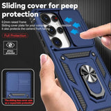 For Samsung Galaxy S25 Ultra Case With Camera Lens Cover Hd Screen Protector, Military-Grade Drop Tested Magnetic Ring Holder Kickstand Protective Phone Case For Samsung Galaxy S25 Ultra (Navy Blue)