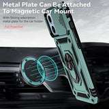 iPhone 13 Pro Max Case with Camera Lens Cover HD Screen Protector, Military Grade Ring Car Mount Kickstand Hybrid Hard PC Soft TPU Shockproof Protective Case, Green