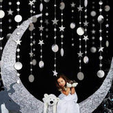 Silver Star Garland Decorations Twinkle Little Star Birthday Baby Shower Graduation Party Decor Christmas New Year Eve Banner Moon Stars Starry Night Ramadan Celestial Theme Backdrop