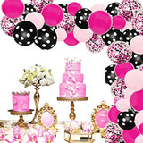 93Pcs Pink Mini Mouse Balloon Arch Kit Rose Red Black Confetti Polka Dot Balloons