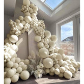 Double Stuffed White Sand Balloons Different Sizes 18In 12In 5In Light Grey Pastel Balloon Garland Kit Off White Balloon Arch For Birthday Baby Shower Bridal Wedding Neutral Boho Theme Party