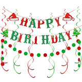 Red And Green Glitter Merry Birthday Banner Merry Christmas Birthday Banner Xmas Birthday Banner For Christmas Birthday Party Decorations
