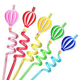 25 Hot Air Balloon Drinking Straws With 2 Pcs Straws Cleaning Brush For Birthday Party Supplies Favors Girl Baby Shower Decorations