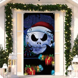 Merry Christmas Door Cover Xmas Halloween Winter Holiday Party Front Door Banner Photography Home Porch Decoration