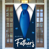Happy Father’s Day Door Cover First Fathers Day Photo Backdrop Blue Necktie Super Dad Fathers Day Party Decorations and Supplies for Home Party-71×35''
