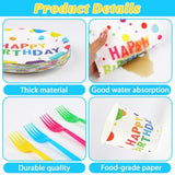 144-Pc Happy Birthday Party Set Plates Cups Napkins Forks Serves 24