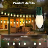 C9 Christmas Lights Outdoor, Led Frosted White Outdoor String Light, 25 Ft Commercial Grade Patio With 25 Led C9 Bulbs,