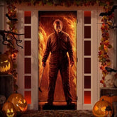 Halloween Door Cover Banner Decoration - Horror Movie Trick Or Treat Backdrop - Scary Home Halloween Decoration (Orange)