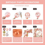 Rose Gold Floral Birthday Decorations Balloon Garland Kit Pink White Gold Confetti