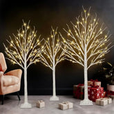 Set Of 3 Lighted Birch Tree 4Ft 5Ft And 6Ft, Higher Size, Timer Function Birch Christmas Tree With 144 Led Warm White Lights For Indoor Christmas Decorations Outdoor Yard Garden Home Bedroom Party