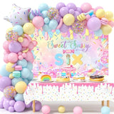 Donut 6th Birthday Backdrop Sweet Sassy Six Banner for Girls Party (Pink)