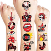 96 Pcs Born To Rock And Roll Pre-Cut Temporary Tattoos For Kids | Super Cute Themed Birthday Party Favors, Supplies, Decorations, Music Fake Tattoo Stickers (Multiple)
