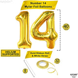 Kathon, Giant Gold 14 Balloon Numbers Set - 40 Inch | Gold 14 Birthday