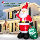 7Ft Christmas Inflatable Santa Claus With Gift Bag, Blow Up Giant Santa Claus Indoor Decoration, Built-In Led Lights For