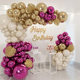 134pcs Magenta Pink Gold Balloon Garland Kit for Birthday, Baby Shower, Party