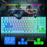 Gaming Keyboard and Mouse Combo,88 Keys Compact Rainbow Backlit Mechanical Feel Keyboard,RGB Backlit 6400 DPI Lightweight Gaming Mouse with Honeycomb Shell for Windows PC Gamers (Blue)