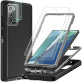For Samsung Galaxy Note 20 Case With 2Pcs Self Healing Flexible Tpu Screen Protector & Camera Lens Protector, 3 In 1 Heavy Duty Shockproof/Drop Proof/Dust Proof Case (Black/Grey)