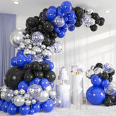 133Pcs Blue Black Silver Balloons Arch Kit, 18/12/10/5 Inch Royal Blue Metallic Silver Confetti Balloons For 2025 Graduation, Birthday, Wedding, Father’S Day Party Decorations