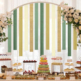 5 Rolls Green & Gold Crepe Paper Streamers for Wedding, Shower, Party Decor