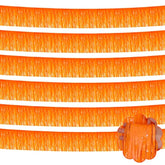 6 Pack 10 Feet Foil Fringe Garland Metallic Tinsel Streamers Banner Wall Hanging Backdrop Banner For Parade Floats, Thanksgiving, Christmas, Birthday, Halloween Party Decorations(Macaron Orange)