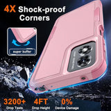 Case Compatible With Moto G Play 2024, Full Body Heavy Duty Rugged Shockproof Protective Phone Cover With Lanyard Strap,Tempered Glass Screen Protector,Cute Pink