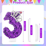 Purple Birthday Candle Crown Number 3 Candles Cake Candle,Purple Birthday Cake Topper Cupcake Decorations Party Decor For Girls And Women Anniversary Celebrations Supplies Favors
