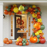 Fall Thanksgiving Balloon Arch Kit Green Red Yellow Orange with Maple Leaf for Baby Shower