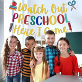 Watch Out Preschool Here I Come Banner -First Day Of Preschool Classroom Decorations, First Day Of School Banner, Welcome To Preschool Party Decorations