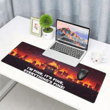 Dumpster Fire Funny Mouse Pad, I'M Fine, It'S Fine Desk Mat, Xl Anime Gaming Keyboard Mat, Non-Slip Rubber Base, Big Extended Desk Protector For Home Office, 31.5×11.8 Inch (Dumpster Fire)