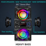 Bluetooth Speaker, 40W (60W Peak) Portable Wireless Speaker With Colorful Lights, Double Subwoofer Heavy Bass, Fm Radio, Mp3 Player, Bluetooth 5.0, Loud Stereo Speakers For Home Outdoor Party Camping