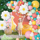 161Pc Daisy Balloon Garland Arch Kit, Pastel Groovy Flower Party Decorations With Pink Yellow Orange Blue Green Daisy Banners For Baby Shower Retro Hippie Two Groovy Boho Birthday Party Decor