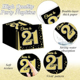 200pcs 21st Birthday Party Supplies Black Gold Plates Napkins Forks Tableware Set