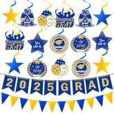 Graduation Decorations 2025 Blue Pre-Assembled Hanging Swirls 2025 Grad Banner Graduation Party Decorations 2025 For Classroom Home Party