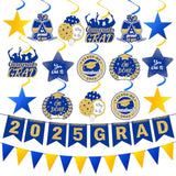 Graduation Decorations 2025 Blue Pre-Assembled Hanging Swirls 2025 Grad Banner Graduation Party Decorations 2025 For Classroom Home Party