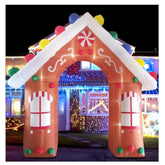 10Ft Christmas Inflatables Gingerbread House Archway Outdoor Decorations, Giant Christmas Arch Blow Up Yard Decorations