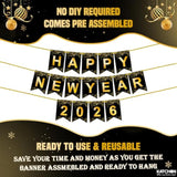 10 Ft Large Pre-Strung 2026 Happy New Year Banner for Party Decorations