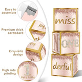 3Pcs 1St Birthday Boxes & Decor - Pink Rose Gold Miss Onederful Balloons, One Year Old Girl Birthday Theme Cardboard Box Decor
