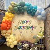 Retro Rainbow Balloon Arch Kit: Boho Party Decor, 163 pcs