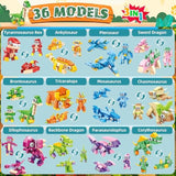 12 Packs Dinosaur Party Favors For Kids - 417 Pcs Mini Dinosaur Building Blocks Set Toys For Boys Kids Easter Stuffers Fillers Birthday Valentines Day Gifts Classroom Prizes