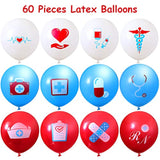 60pcs Nurse Balloons Party Decorations for Nursing Graduation RN Themed Party