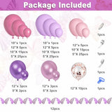 175Pcs Pink And Purple Balloon Garland Arch Kit Butterfly Baby Shower Decorations For Girl, Lavender Purple Dusty Pink Balloon For Women Birthday Bridal Shower Wedding Party Supplies