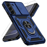 For Samsung Galaxy S22 Plus Case With Camera Lens Cover, Hd Screen Protector, 10 Ft Military Grade Drop Protection, Magnetic Ring Holder Kickstand Protective Phone Case, Navy Blue