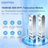 1 Pair 10G Sfp+ Bidi Transceivers, 10Gbe Sfp Lc Single-Mode Module, Bi-Directional Mini Gbic For Cisco Sfp-10G-Bxd-I (1330Nm-Tx/1270Nm-Rx) / Sfp-10G-Bxu-I (1270Nm-Tx/1330Nm-Rx),10Km, With Ddm