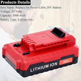 2Pack Compatible With Porter Cable 3.0Ah 20V Battery, Replacement For Porter-Cable 20-Volt Battery Pcc681L Pcck6118 Pcck647Lb Pcc685Lp Pcc682L Pcc680L 20Volt Max Cordless Tool Battery Packs