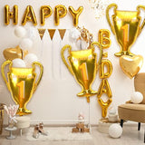 6 Packs Gold Champion Foil Balloons Championship Foil Trophy The First Prize Sport Balloons Basketball Soccer Football Anniversary Birthday Games Party Decorations