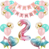 32pcs 2nd Birthday Decorations, Gradient Balloons & Banner for Boys Girls Party