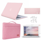 Compatible With Macbook 12 Inch Case Bundle 5 In 1, Ultra Slim Plastic Hard Cover With Sleeve,Screen Protector,Keyboard Cover & Dust Plug For Macbook 12'' Model A1534 - Rose Quartz