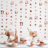46Ft Rose Gold 13th Birthday Decorations Star/Dot Garlands & Streamers (14M)